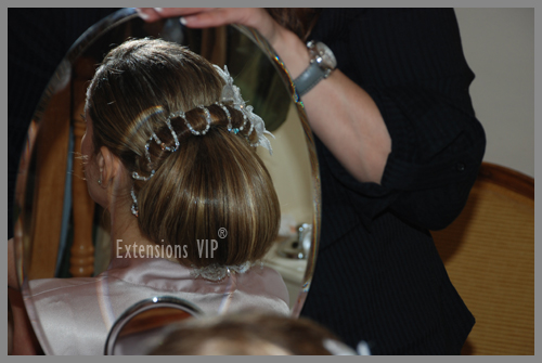 Extension de cheveux mariee chignon